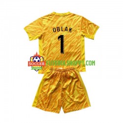 Camisola Júnior Eslovénia Jan Oblak 1 Guarda-redes Principais Equipamento Euro 2024 Manga Curta