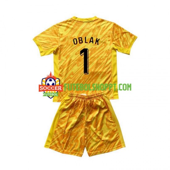 Camisola Júnior Eslovénia Jan Oblak 1 Guarda-redes Principais Equipamento Euro 2024 Manga Curta