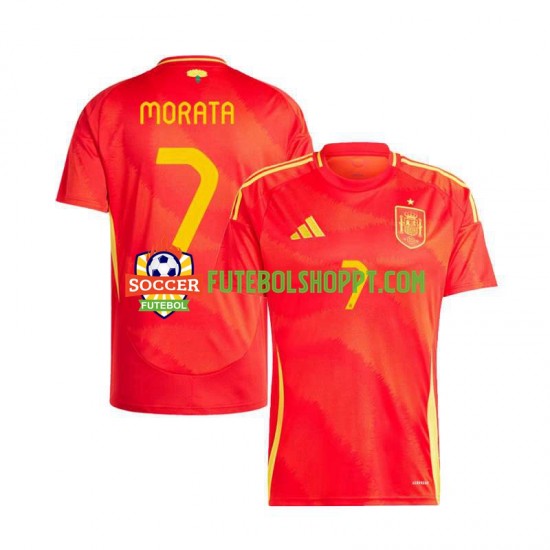 Camisola Homem Espanha Alvaro Morata 7 Principais Equipamento Euro 2024 Manga Curta