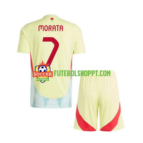 Camisola Júnior Espanha Alvaro Morata 7 Alternativa Equipamento Euro 2024 Manga Curta