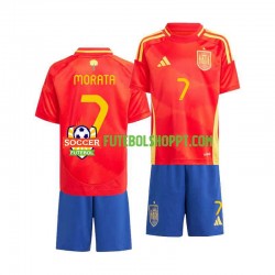 Camisola Júnior Espanha Alvaro Morata 7 Principais Equipamento Euro 2024 Manga Curta
