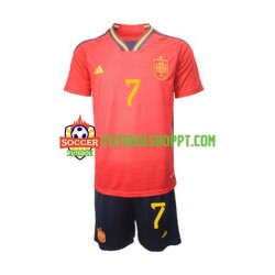 Camisola Júnior Espanha Alvaro Morata 7 Principais Equipamento Mundial 2022 Manga Curta