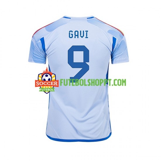 Camisola Homem Espanha Gavi 9 Alternativa Equipamento Copa do Mundo 2022 Manga Curta