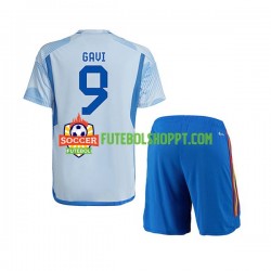 Camisola Júnior Espanha Gavi 9 Alternativa Equipamento Copa do Mundo 2022 Manga Curta