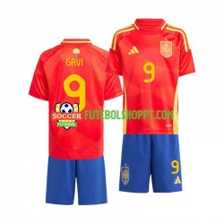 Camisola Júnior Espanha Gavi 9 Principais Equipamento Euro 2024 Manga Curta
