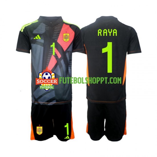 Camisola Júnior Espanha David Raya 1 Guarda-redes Alternativa Equipamento Euro 2024 Manga Curta