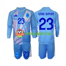 Camisola Júnior Espanha Unai Simon 23 Guarda-redes Principais Equipamento Euro 2024 Manga Comprida
