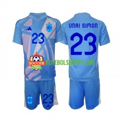 Camisola Júnior Espanha Unai Simon 23 Guarda-redes Principais Equipamento Euro 2024 Manga Curta