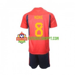 Camisola Júnior Espanha Koke 8 Principais Equipamento Mundial 2022 Manga Curta