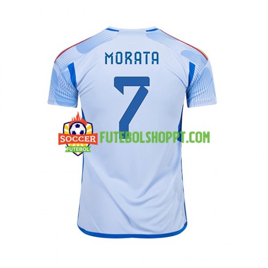 Camisola Homem Espanha MORATA 7 Alternativa Equipamento Copa do Mundo 2022 Manga Curta