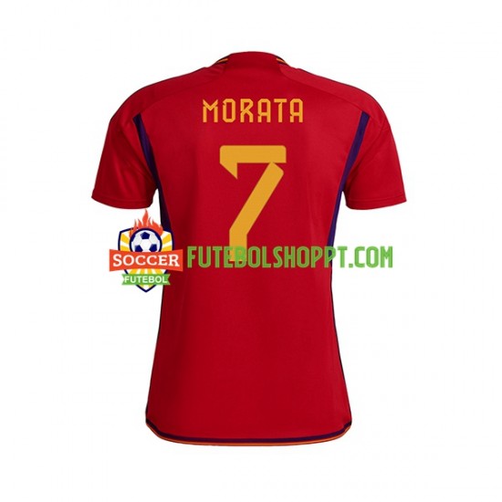 Camisola Homem Espanha MORATA 7 Principais Equipamento Copa do Mundo 2022 Manga Curta