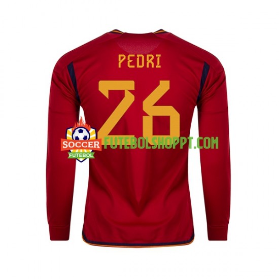 Camisola Homem Espanha PEDRI 26 Principais Equipamento Copa do Mundo 2022 Manga Comprida
