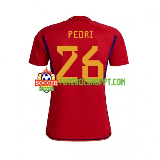 Camisola Homem Espanha PEDRI 26 Principais Equipamento Copa do Mundo 2022 Manga Curta
