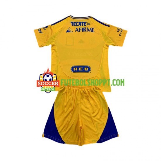 Camisola Júnior Tigres UANL Principais Equipamento 2024-2025 Manga Curta