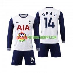 Camisola Júnior Tottenham Spurs Gray 14 Principais Equipamento 2024-2025 Manga Comprida