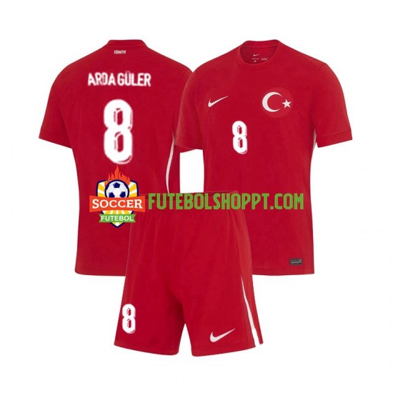 Camisola Júnior Turquia Arda Guler 8 Alternativa Equipamento Euro 2024 Manga Curta