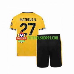 Camisola Júnior Wolverhampton Wanderers Matheus Nunes 27 Principais Equipamento 2023-2024 Manga Curta