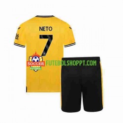 Camisola Júnior Wolverhampton Wanderers NETO 7 Principais Equipamento 2023-2024 Manga Curta