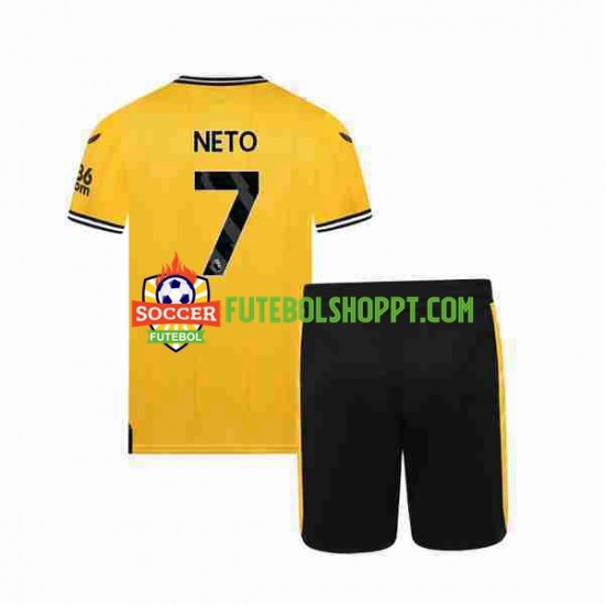 Camisola Júnior Wolverhampton Wanderers NETO 7 Principais Equipamento 2023-2024 Manga Curta
