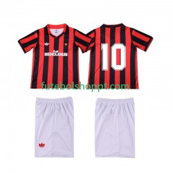 Camisola Júnior AC Milan 10 1991 Retro Principais Equipamento 1990 Manga Curta