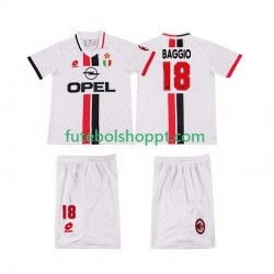 Camisola Júnior AC Milan BAGGIO 18 1996 1997 Retro Alternativa Equipamento Manga Curta
