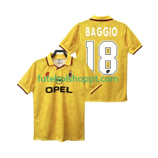 Camisola Homem AC Milan BAGGIO 18 1995 1996 Retro Terceiro Equipamento Manga Curta