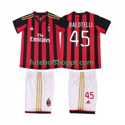 Camisola Júnior AC Milan BALOTELL 45 2013 2014 Retro Principais Equipamento Manga Curta