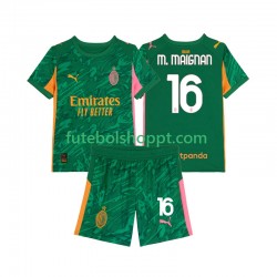 Camisola Júnior AC Milan Mike Maignan 16 Guarda-redes Alternativa Equipamento 2025-2026 Manga Curta