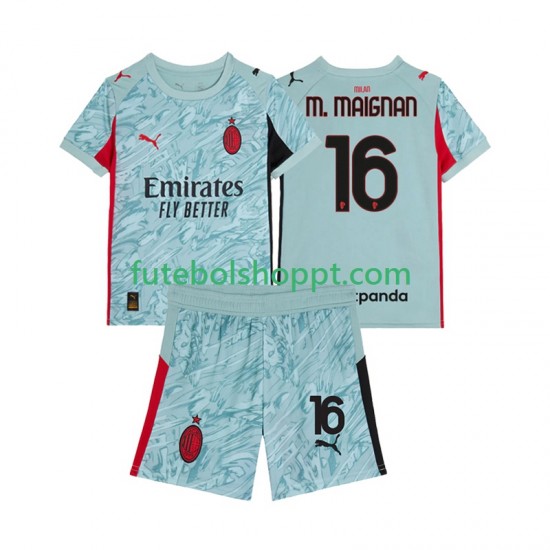 Camisola Júnior AC Milan Mike Maignan 16 Guarda-redes Principais Equipamento 2025-2026 Manga Curta