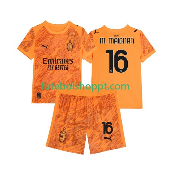 Camisola Júnior AC Milan Mike Maignan 16 Guarda-redes Terceiro Equipamento 2025-2026 Manga Curta
