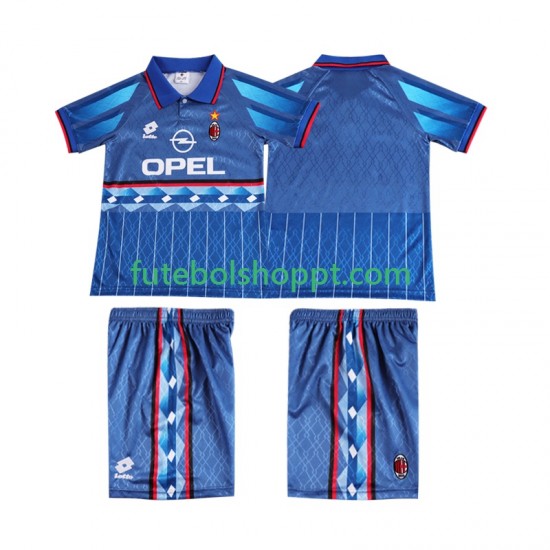 Camisola Júnior AC Milan 1995 1996 Retro Alternativa Equipamento Manga Curta
