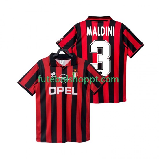 Camisola Homem AC Milan MALDINI 3 1996 1997 Retro Principais Equipamento Manga Curta