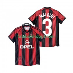 Camisola Homem AC Milan MALDINI 3 Retro Principais Equipamento 1998 1999 Manga Curta