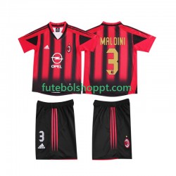 Camisola Júnior AC Milan MALDINI 3 2005 Retro Principais Equipamento 2004 Manga Curta