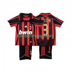 Camisola Júnior AC Milan MALDINI 3 2007 Retro Principais Equipamento 2006 Manga Curta