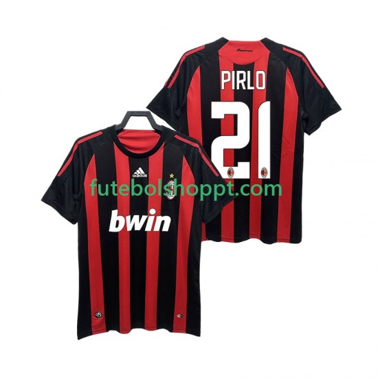 Camisola Homem AC Milan RIRLO 21 2009 Retro Principais Equipamento 2008 Manga Curta