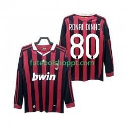 Camisola Homem AC Milan RONALDINHO 80 2009 Retro Principais Equipamento 2010 Manga Comprida