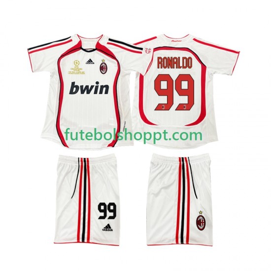 Camisola Júnior AC Milan RONALDO 9 2007 Retro Alternativa Equipamento 2006 Manga Curta