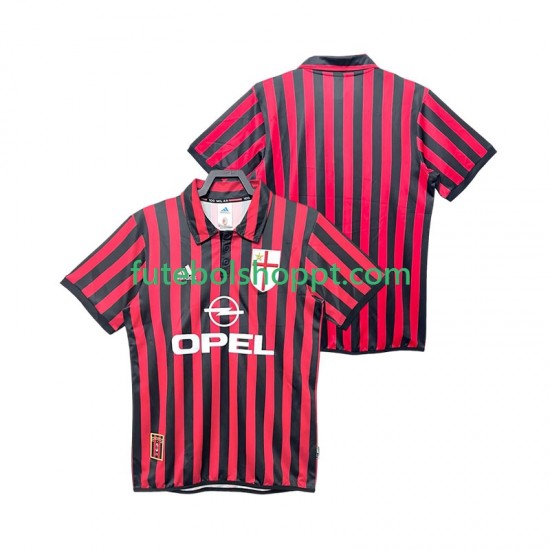 Camisola Homem AC Milan 2000 Retro Principais Equipamento 1999 Manga Curta