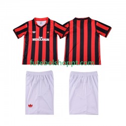 Camisola Júnior AC Milan 1991 Retro Principais Equipamento 1990 Manga Curta