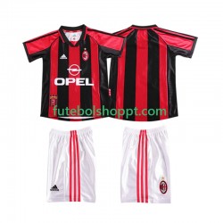Camisola Júnior AC Milan Retro Principais Equipamento 1998 1999 Manga Curta