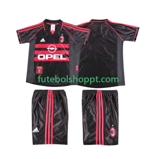 Camisola Júnior AC Milan Retro Terceiro Equipamento 1998 1999 Manga Curta