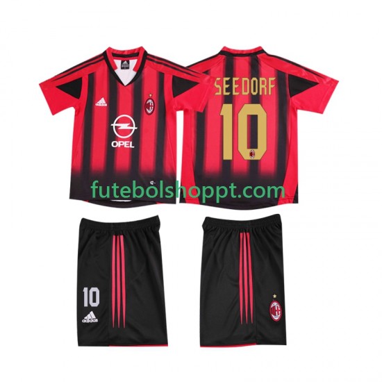 Camisola Júnior AC Milan SEEDORF 10 2005 Retro Principais Equipamento 2004 Manga Curta