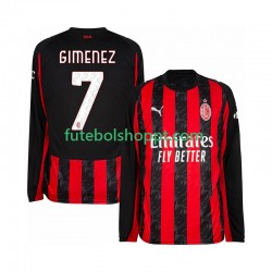 Camisola Homem AC Milan Santiago Gimenez 7 Principais Equipamento 2025-2026 Manga Comprida