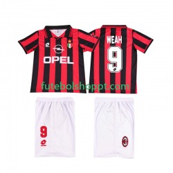 Camisola Júnior AC Milan WEAH 9 1996 1997 Retro Principais Equipamento Manga Curta