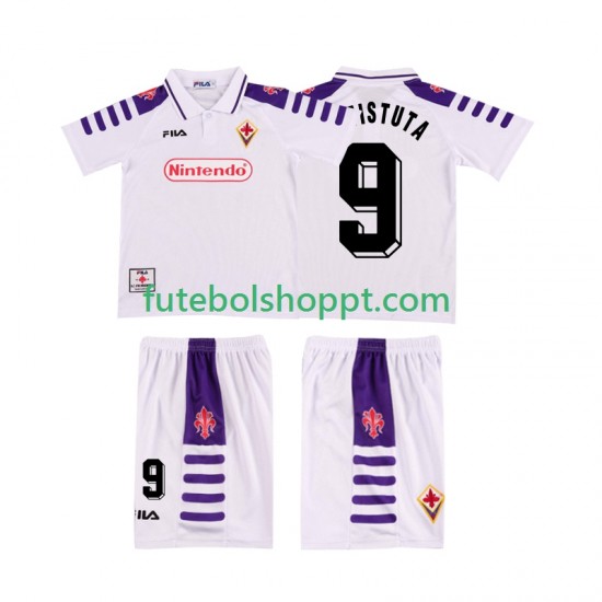 Camisola Júnior ACF Fiorentina BASTUTA 9 Retro Alternativa Equipamento 1998 1999 Manga Curta