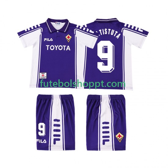 Camisola Júnior ACF Fiorentina BASTUTA 9 2000 Retro Principais Equipamento 1999 Manga Curta