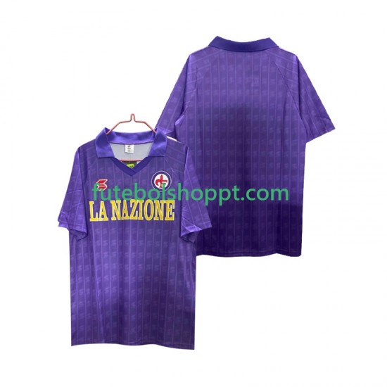 Camisola Homem ACF Fiorentina 1989 Retro Principais Equipamento 1990 Manga Curta