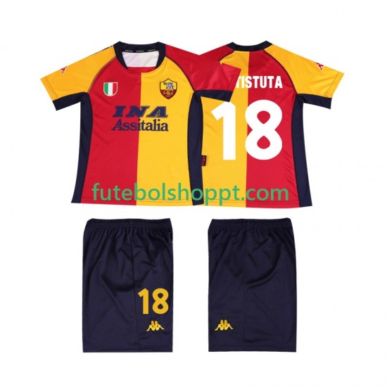 Camisola Júnior AS Roma BATISTUTA 18 2001 Retro Principais Equipamento Manga Curta