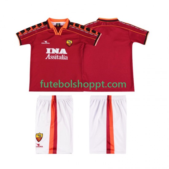 Camisola Júnior AS Roma Retro Principais Equipamento 1998 1999 Manga Curta